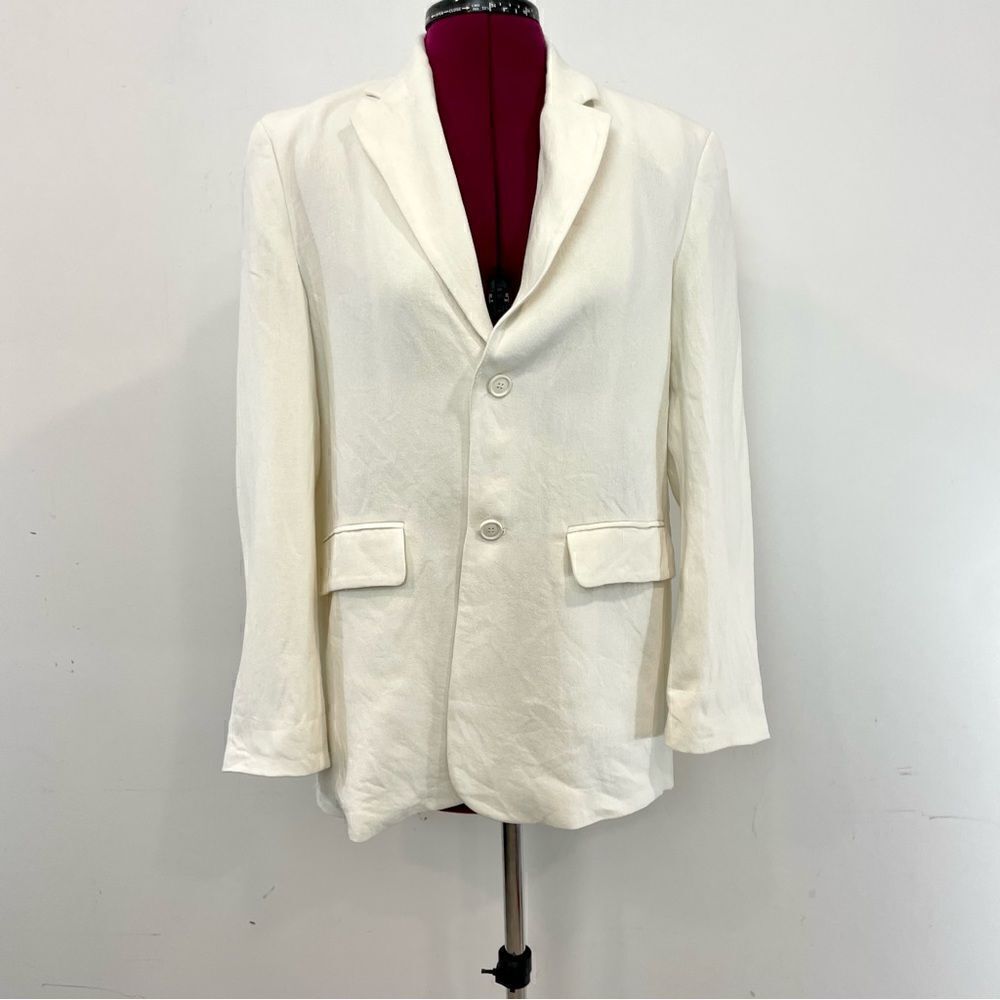 ZARA White 100% cotton Jacket lose fit Two Button Blazer